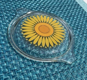 Vtg PYREX Casserole Dish *Lid Only* Yellow Daisy Sunflower 470-C Clear Glass - Bild 1 von 10