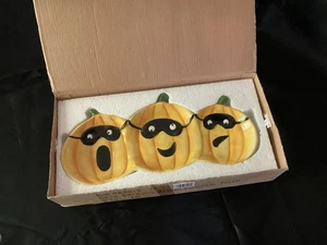 KERAMIK DREIFACH KÜRBIS TELLER Neu - Bild 1 von 4