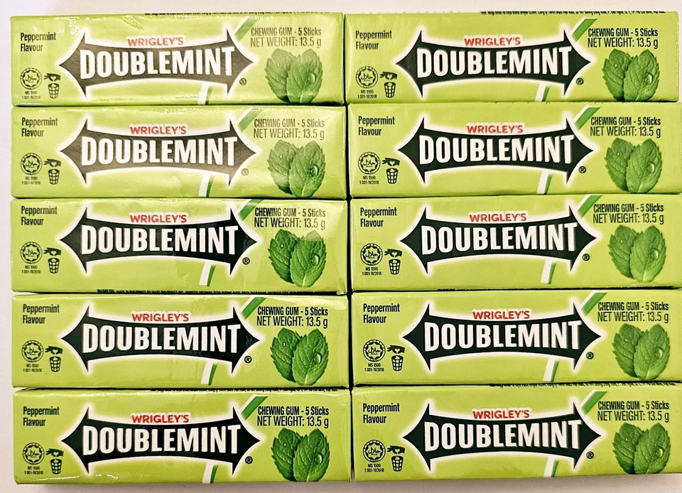 WRIGLEY'S DOUBLEMINT CHEWING GUM. PEPPERMINT FLAVOUR. 20x13.5g. BB 20/02/2026. - Image 1 of 1