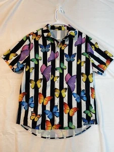 ROMWE Butterfly All Over Print Small Herren Button-Down Hemd Regenbogen - Bild 1 von 5