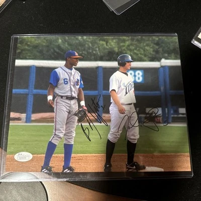 大卫·赖特 & BJ Upton 双签名亲笔签名 8 x 10 照片未成年人诺福克潮 JSA 正品证书 — 第 1/4 张图片