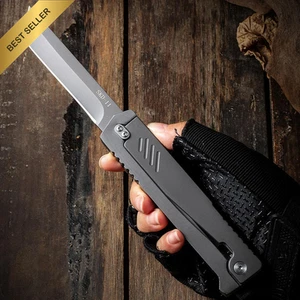 D2 Steel Folding Knife 9" Tactical Pocket Knife with Clip EDC Camping Tool - Picture 1 of 12