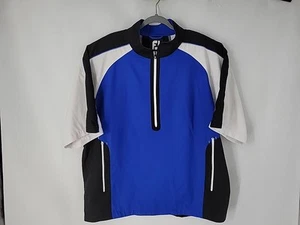 Footjoy Mens Short Sleeve Sport Golf Wind Shirt XL Royal Blue Black White - Picture 1 of 11