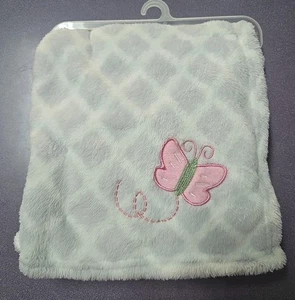 Swiggles Baby Mädchen Decke GRAU WEISS ROSA Schmetterling Plüsch - Bild 1 von 3