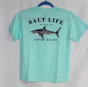 New Salt Life Steel Jaws Cotton Tee Pool Youth Medium Shark Live Salty Saltlife - Picture 1 of 5