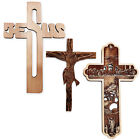 Christian traditional Wooden Jesus Cross Engraved wall Hanging Set of 3