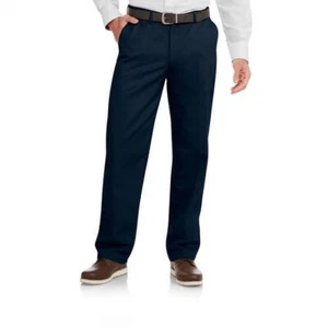 George Men' Wrinkle Resistant Flat Front Twill Pants Size 48x32 dark Navy --X1-- - Picture 1 of 3