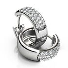 1Ct Round Prong Set Simulate Diamond Out Sit Hoop Earrings 14K White Gold Finish