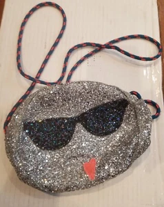 Preowned Crewcuts Mini Adorable Silver Glitter Sunglass Face Crossbody Bag! - Picture 1 of 3