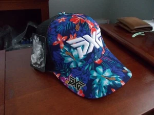 1 NEU PXG blau & rot Floreal Golfmütze verstellbar Druckknopflasche, mit Ballmarke - Bild 1 von 1