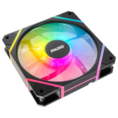 PADO G12 ARGB 12CM PWM Fan 5V 3-Pin Sync Black Silent Design Anti-Vibration Pads - Image 1 of 4