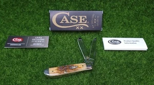 Case xx Amber Bone Peach Seed Jig Mini Trapper Dual Blade Folding Knife - 00013 - Picture 1 of 5