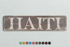 HAITI Holzschild im Vintage Stil. Shabby Chic Retro Wohngeschenk - Bild 1 von 2