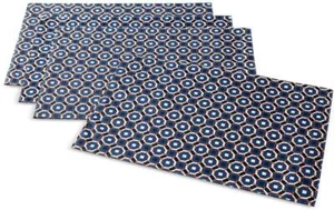 C Wonder 273011 Achteck Geo Blau Marine Tischsets 4er Set. Orange Weiß. 19" x 13" - Bild 1 von 1