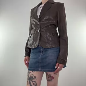 Y2K Vintage Leder Blazer Jacke mit Knopfleiste - Bild 1 von 7