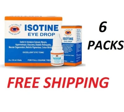 6 x Isotine Eye Drops Pure Herbal and 100% Genuine & Trusted worldwide 10ml
