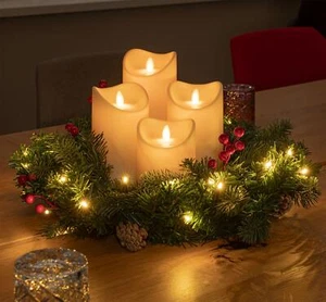 Adventskranz künstlich Licherkette beleuchtet LED Kerzen Advent Kanz Weihnachten - Bild 1 von 7