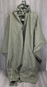 Eddie Bauer Rain Poncho Adult Waterproof PVC Hooded 1/4 Zip Army Olive Green