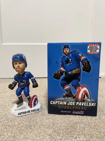 Captain America Joe Pavelski Bobblehead NHL Hockey San Jose Sharks SGA Cover