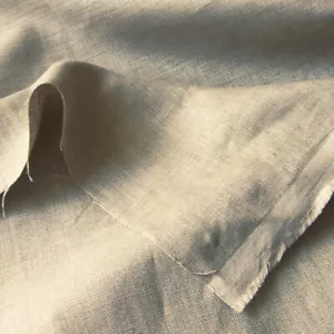 ECO HEAVY LINEN 100% UPHOLSTERY DRAPERY FABRIC NATURAL ORGANIC FLAX OATMEAL 58"W - Picture 1 of 2