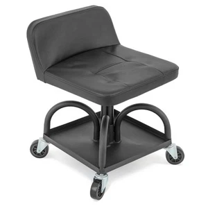 Padded Seat Garage Stool on Wheels, 16”-21” Height Adjustable Swivel Mechanic... - Picture 1 of 9