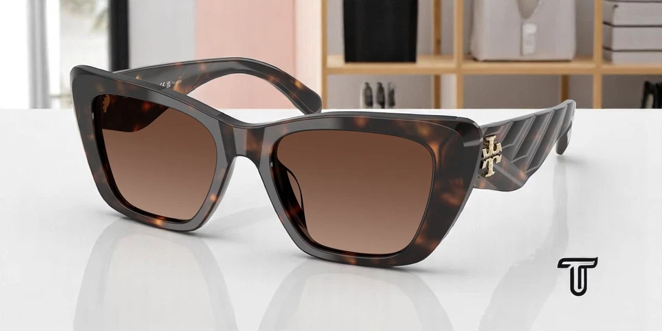 TORY BURCH TY7216U 1964T5 Dark Tortoise Brown Polarized 52 mm Women's Sunglasses - Image 1 of 1