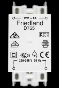 FRIEDLAND 12V 1A BELL TRANSFORMER 220-240V D765 - Picture 1 of 6