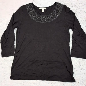 JM Collection Shirt Womens S Black Top Blouse Casual Career Comfort Preppy - Picture 1 of 8