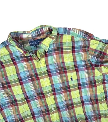 Camisa Polo Ralph Lauren Calce Clásico Manga Corta Botones Cuadros Para Hombre Talla 3XL Foto 1 de 4