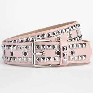 Damen Nieten Taille Gürtel Kunstleder Nieten Cowboy Punk Gothic Rock Retro 3.8cm - Bild 1 von 18