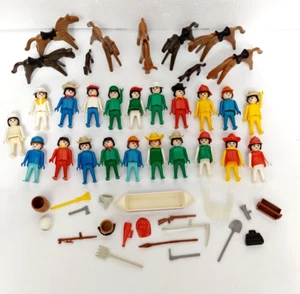 Vintage Playmobil Geobra 50 Figuren Zubehör Pferde Menschen Kanu Kopfschmuck - Bild 1 von 8