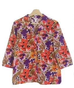 NWOT Christopher & Banks Spring Floral Button Front Top 3/4 Sleeves Sz M - Picture 1 of 9