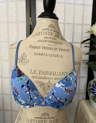 CXL by Christian Lacroix NWT Bra 36B Blue Lace Underwire Pushup MSRP $42 Foto 1 de 4