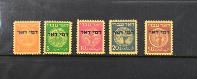 Израиль Скотт # J1-J5 VF OG NH MNH марки Cat $82 - Изображение 1 из 2