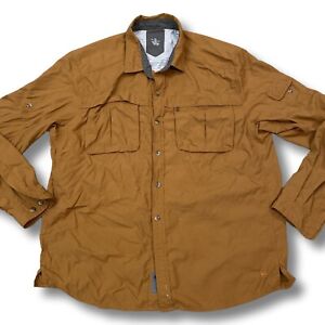 REI Men's Vented Camp Fishing Shirt Size XL Orange Long Sleeve Quick Dry Stretch