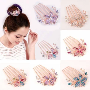 Peine de horquilla elegante para cabello con incrustaciones calientes estrás accesorios flor - Imagen 1 de 12
