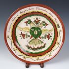 Vintage Pennsylvania Redware Birth Plate Distelfink Sgraffito Pottery Dutch Art