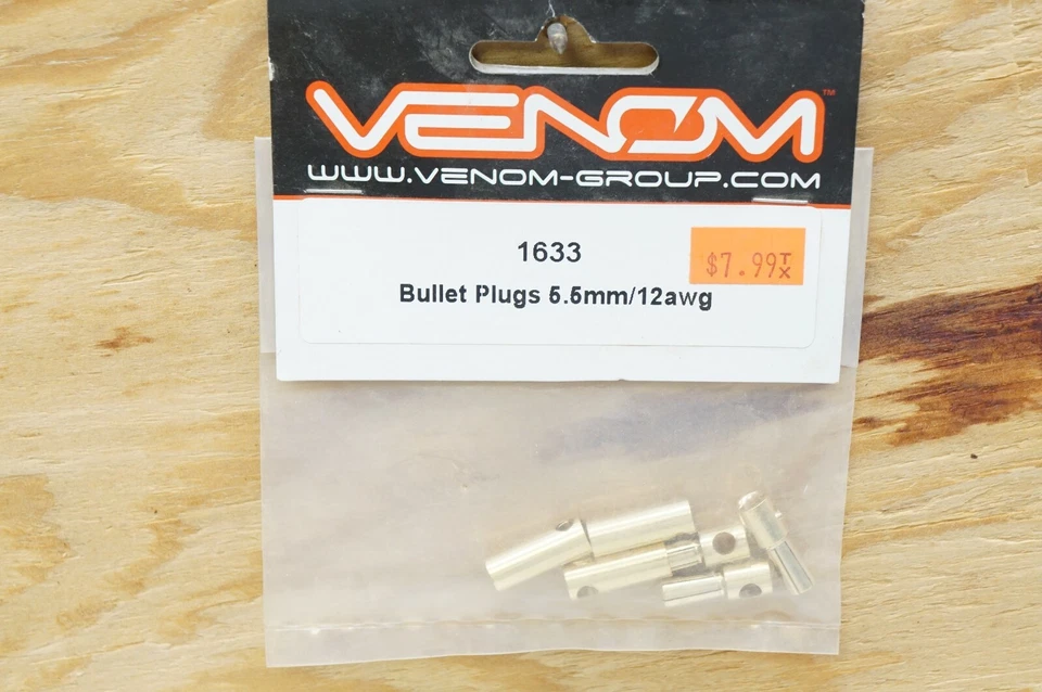 VEN1633 Venom Micro Bullet Spina 5.5mm per 10-12awg Filo (3 Set) Venom RC - Immagine 1 di 1