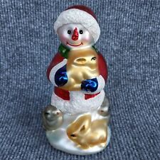 Thomas Pacconi 30 Years Classics Blown Glass Snowman with Bunny Rabbits 6" 2004