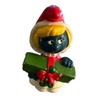 Праздничная фигурка смурфетты из ПВХ Peyo рождественский подарок винтажный 1981 - Изображение 1 из 4