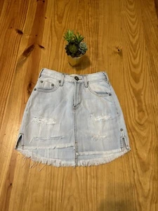 ONE TEASPOON High Waist 2020 Mini Denim Jean Skirt Women’s SIZE 23 - Picture 1 of 9