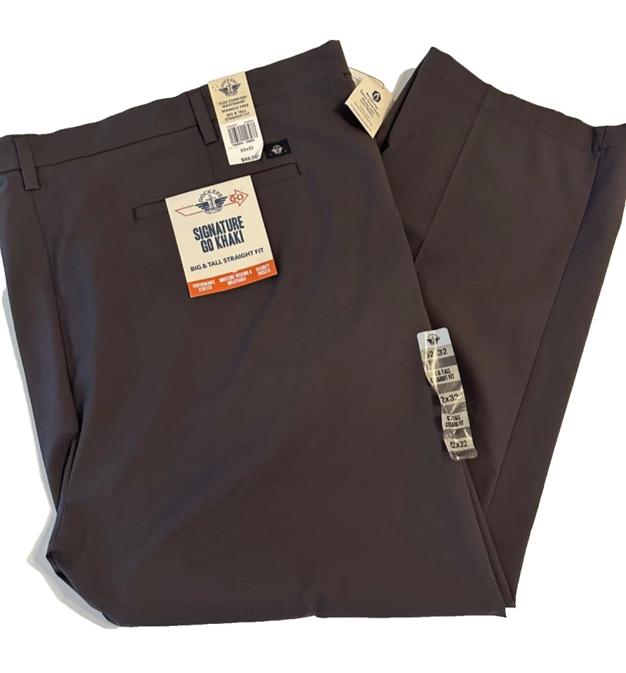 Dockers Grey Signature Go Khaki Straight Fit Pant Size W52 X L32 - Image 1 of 4