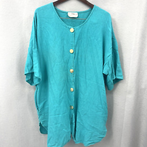 Vintage Whereabouts Sirena Mesh Blouse Egyptian Buttons Green Button Front READ