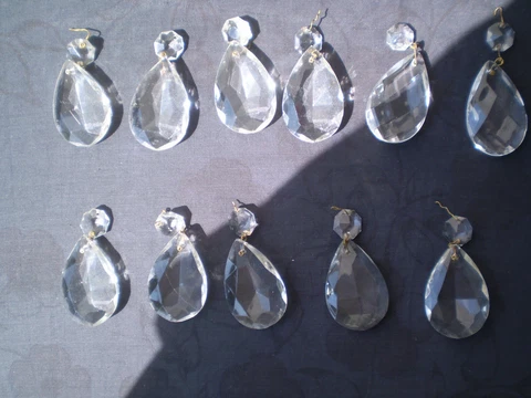 11 crystal glass Vintage Lot Large Tear Drop Pear Shape  Prisms Drops   Flat Bac Cover