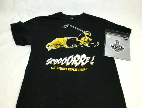 Boston Score ! Bobby Orr T Shirt Size Mens Small & Stanley Cup Finals Patch Lot Cover