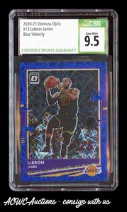 2020-21 Donruss Optic Blue Velocity #13 Lebron James CSG 9.5 (Gem Mint) - Picture 1 of 2