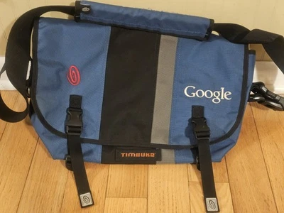 Bolsa para laptop vintage rara Timbuk2 Google Messenger 20x12 azul/preto com almofada vermelha - Imagem 1 de 4