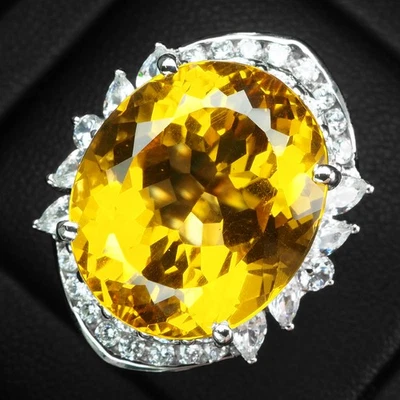 Suntuosos anillos de oro blanco de plata de ley 925 de 17,90 quilates con citrino de oro amarillo Foto 1 de 4