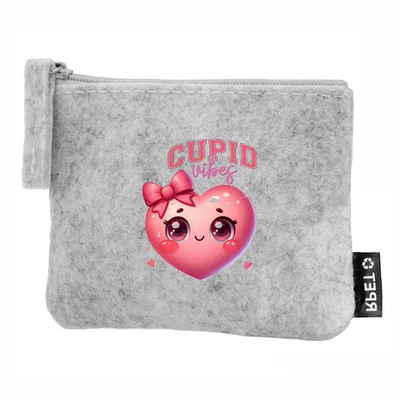 Porte monnaie en feutrine motif coeur kawaii vibes - Photo 1/2