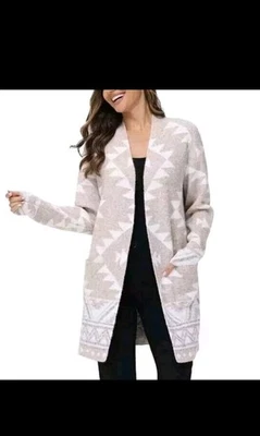 Cardigã Frye Feminino The Cozy Bronzeado Asteca Feminino Tamanho Grande Novas Etiquetas Suéter - Imagem 1 de 4